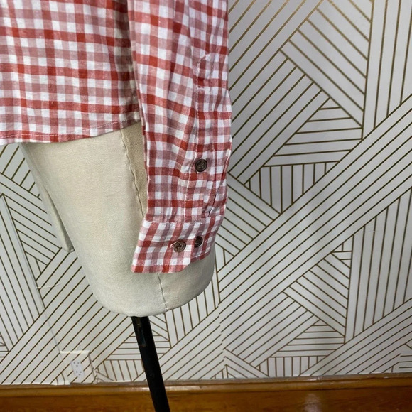 Marine Layer Madeline Relaxed‎ Crop Shirt in Red & White Plaid Size US Medium - Picture 8 of 12